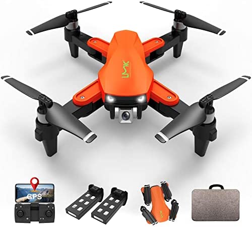 GPS Drone with Camera for Adults 4K UHD, Brushless Motor, GPS Auto Return, 5GHz FPV RC Quadcopter Auto Return Home, Altitude Hold, Follow Me, Custom Flight Path, Easy to Use for Beginner, 2 Batteries and Carrying Bag, Orange