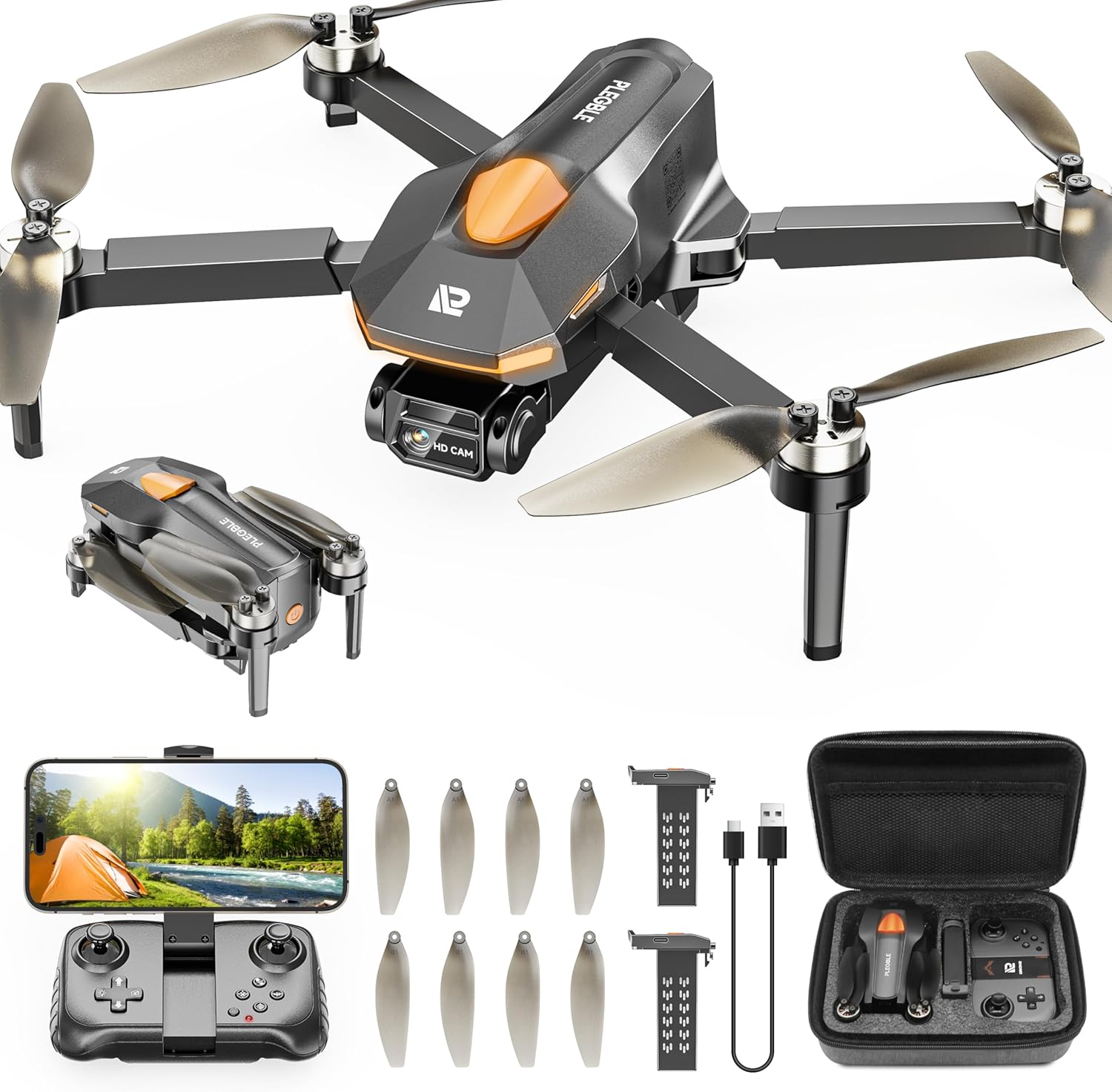 Drone with Camera for Adults, Brushless Motor FPV Foldable RC Drones f...
